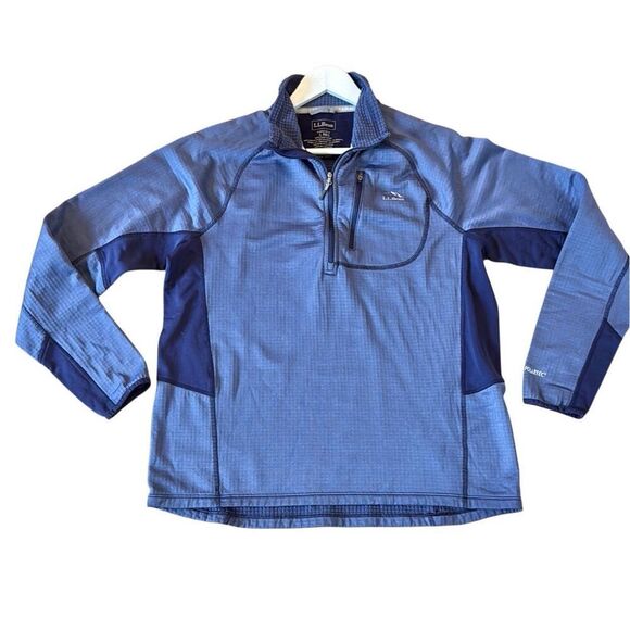 L.L. Bean Polartec blue quarter zip fleece pullover large - Picture 1 of 10